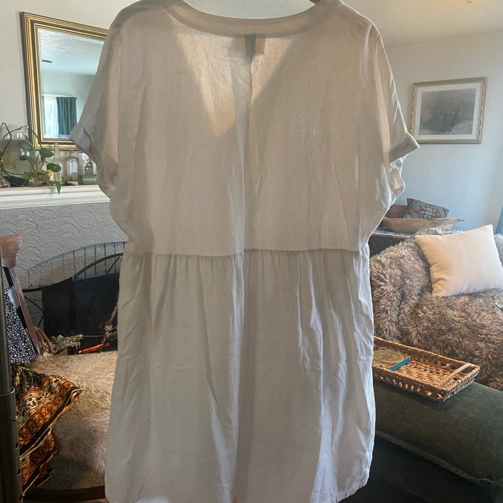 Universal Thread White Linen Blend V-Neck Babydoll Mini Dress XL - Picture 7 of 8